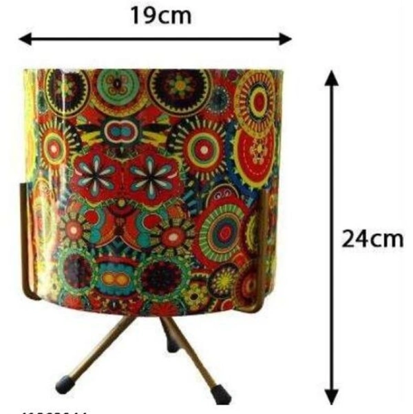 GREYFOX 19 inch Metal Planter Pot or Home & Garden ( Red Printed) Decor With just Wipe of a Clean Dry or Wet Cloth, It Gets Cleaned, Shiny and Even Neweration - Free Size, White Golden, Metal, Red Printed, Pack of1